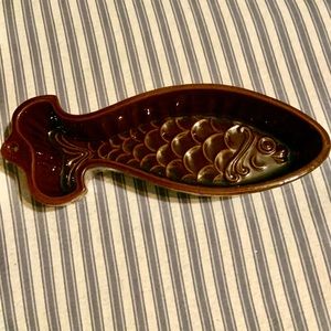 Large Redware Fish Tureen, Mold Stoneware